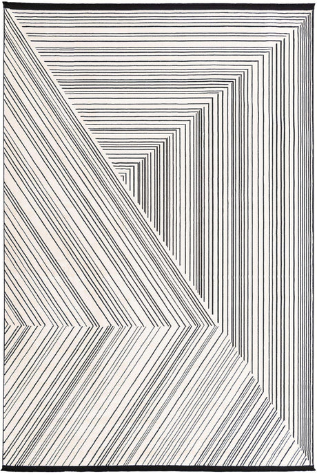 Black and White 7' 1 x 10' Milano Rectangle Area Rug 100% Polyester with Cotton Backing Modern Contemporary Carpet for Home Decor Interior Design for Sale at Rug Engine