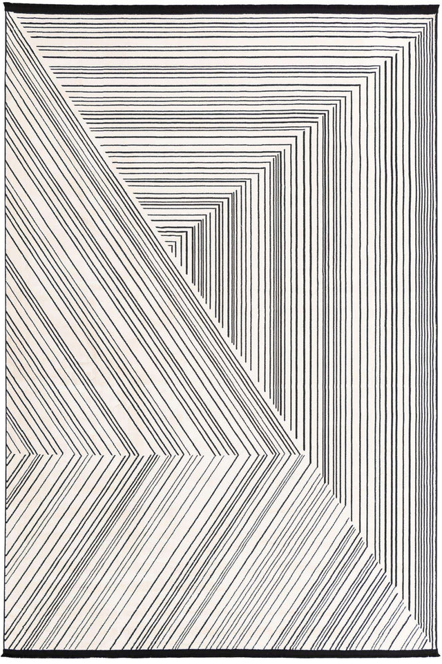 Black and White 7' 1 x 10' Milano Rectangle Area Rug 100% Polyester with Cotton Backing Modern Contemporary Carpet for Home Decor Interior Design for Sale at Rug Engine