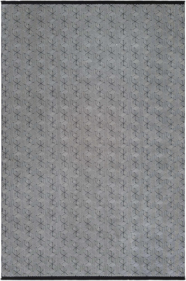 Black and White 7' 1 x 10' Milano Rectangle Area Rug 100% Polyester with Cotton Backing Modern Contemporary Carpet for Home Decor Interior Design for Sale at Rug Engine