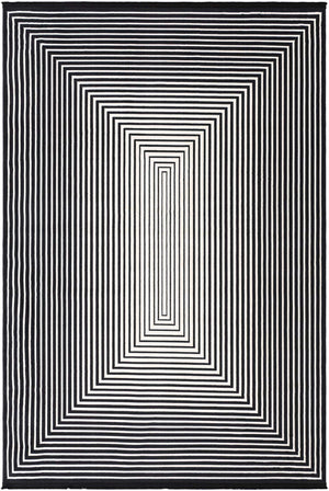 Black and White 7' 1 x 10' Milano Rectangle Area Rug 100% Polyester with Cotton Backing Modern Contemporary Carpet for Home Decor Interior Design for Sale at Rug Engine
