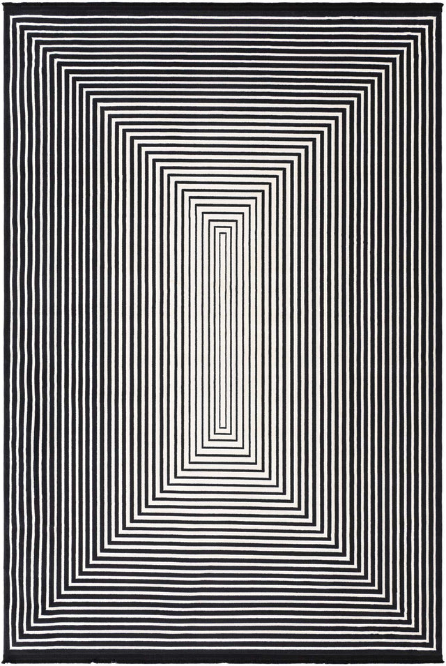 Black and White 7' 1 x 10' Milano Rectangle Area Rug 100% Polyester with Cotton Backing Modern Contemporary Carpet for Home Decor Interior Design for Sale at Rug Engine