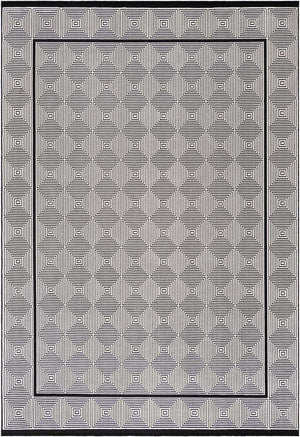 Black and White 7' 1 x 10' Milano Rectangle Area Rug 100% Polyester with Cotton Backing Modern Contemporary Carpet for Home Decor Interior Design for Sale at Rug Engine