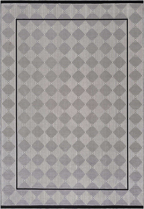Black and White 7' 1 x 10' Milano Rectangle Area Rug 100% Polyester with Cotton Backing Modern Contemporary Carpet for Home Decor Interior Design for Sale at Rug Engine