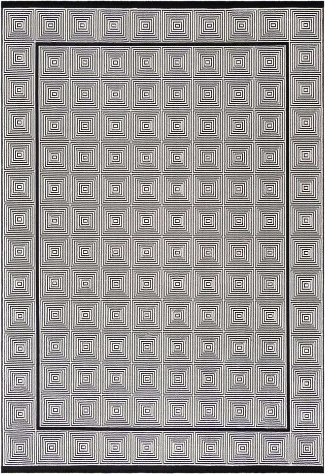 Black and White 7' 1 x 10' Milano Rectangle Area Rug 100% Polyester with Cotton Backing Modern Contemporary Carpet for Home Decor Interior Design for Sale at Rug Engine