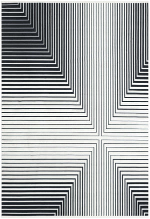 Black and White 7' 1 x 10' Milano Rectangle Area Rug 100% Polyester with Cotton Backing Modern Contemporary Carpet for Home Decor Interior Design for Sale at Rug Engine