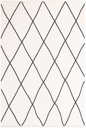 Black and White 7' 1 x 10' Milano Rectangle Area Rug 100% Polyester with Cotton Backing Modern Contemporary Carpet for Home Decor Interior Design for Sale at Rug Engine