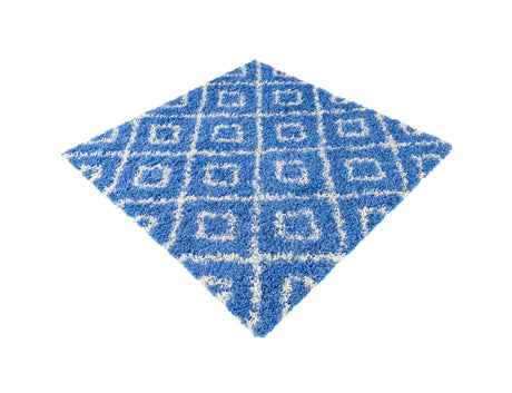 Periwinkle.Blue 4' 1 x 4' 1 Trellis Shag Square Area Rug Thick Soft Touch Fluffy & Plush Shaggy Pile Geometric Modern Unique Carpet for Home Interior Design for Sale at Rug Engine