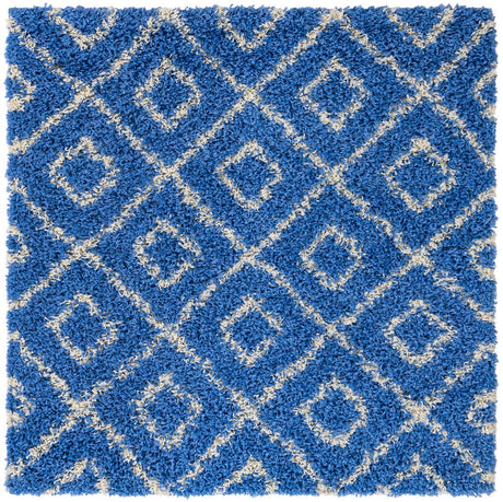 Periwinkle.Blue 4' 1 x 4' 1 Trellis Shag Square Area Rug Thick Soft Touch Fluffy & Plush Shaggy Pile