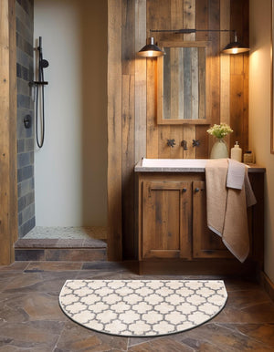 Beige and Gray 2' 2 x 3' 7 Trellis Hearth Area Rug