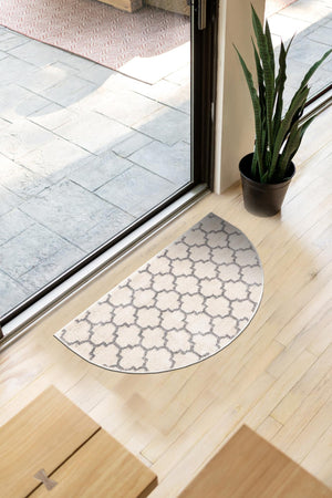 Beige and Gray 2' 7 x 4' 1 Trellis Hearth Area Rug