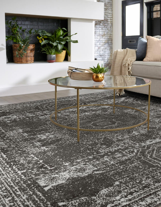 Dark Gray 5' 3 x 5' 3 Bromley Square Area Rug 100% Polypropylene With Cotton Backing Vintage Distressed Colorful Traditional Carpet for Living Dining Rooms Offices for Sale at Rug Engine