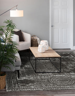 Dark Gray 5' 3 x 5' 3 Bromley Square Area Rug 100% Polypropylene With Cotton Backing Vintage Distressed Colorful Traditional Carpet for Living Dining Rooms Offices for Sale at Rug Engine