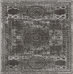 Dark Gray 5' 3 x 5' 3 Bromley Square Area Rug 100% Polypropylene With Cotton Backing Vintage Distressed Colorful Traditional Carpet for Living Dining Rooms Offices for Sale at Rug Engine