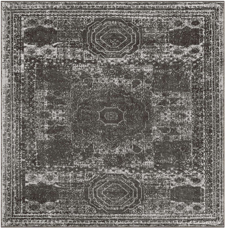 Dark Gray 5' 3 x 5' 3 Bromley Square Area Rug 100% Polypropylene With Cotton Backing Vintage Distressed Colorful Traditional Carpet for Living Dining Rooms Offices for Sale at Rug Engine