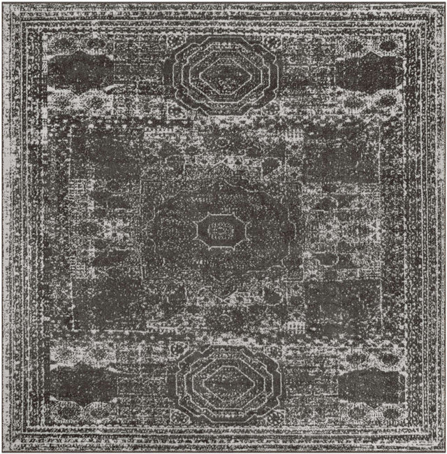 Dark Gray 5' 3 x 5' 3 Bromley Square Area Rug 100% Polypropylene With Cotton Backing Vintage Distressed Colorful Traditional Carpet for Living Dining Rooms Offices for Sale at Rug Engine