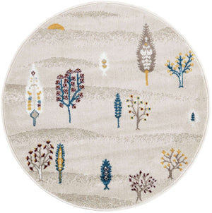 Ivory 3' 1 x 3' 1 Laguna Round Area Rug 100% Polypropylene Modern Contemporary Carpet for Bedrooms, Living Room, Dining, Office for Sale at Rug Engine