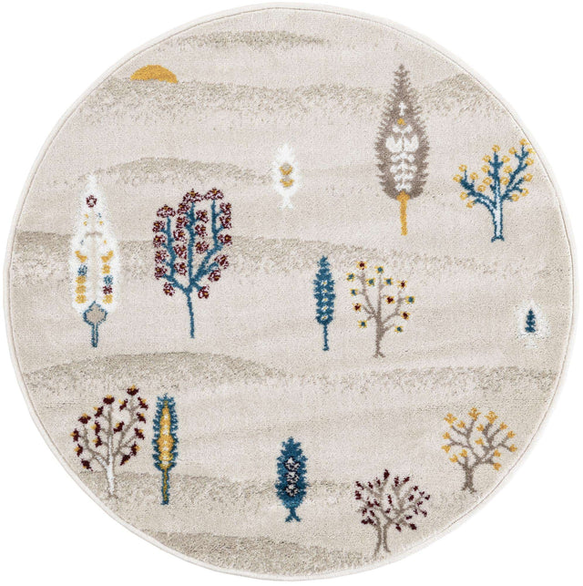 Ivory 3' 1 x 3' 1 Laguna Round Area Rug 100% Polypropylene Modern Contemporary Carpet for Bedrooms, Living Room, Dining, Office for Sale at Rug Engine