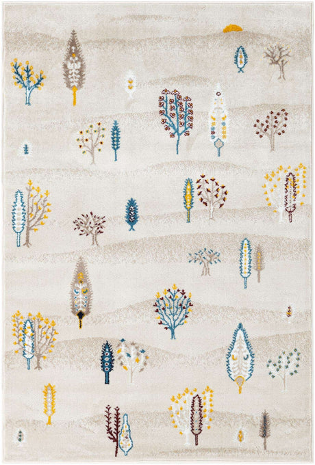 Ivory 4' 1 x 6' 1 Laguna Rectangle Area Rug 100% Polypropylene Modern Contemporary Carpet for Bedrooms, Living Room, Dining, Office for Sale at Rug Engine