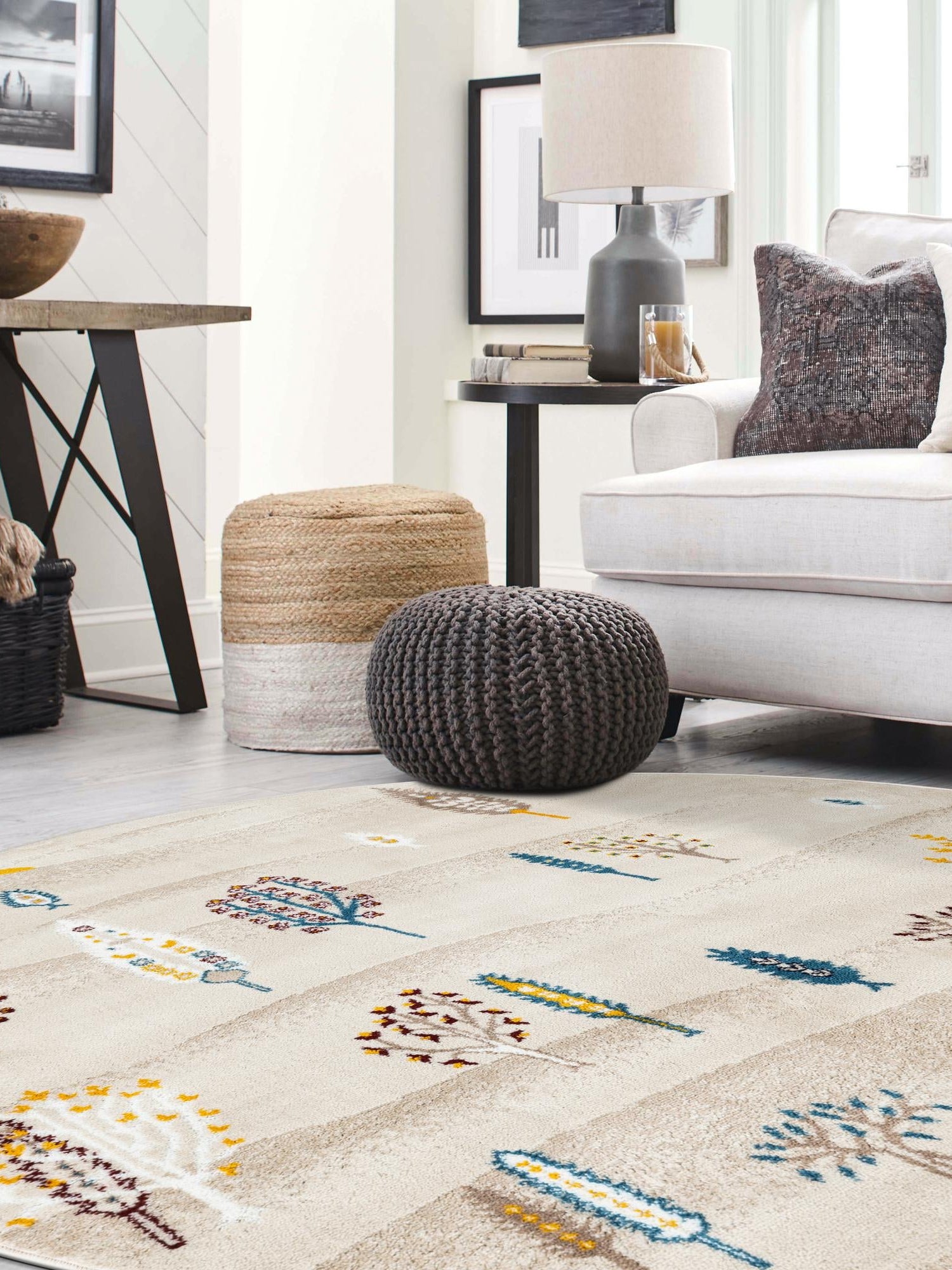 Ivory 3' 1 x 3' 1 Laguna Round Area Rug 100% Polypropylene Modern Contemporary Carpet for Bedrooms, Living Room, Dining, Office for Sale at Rug Engine