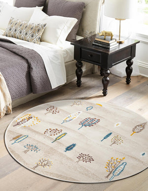 Ivory 3' 1 x 3' 1 Laguna Round Area Rug 100% Polypropylene Modern Contemporary Carpet for Bedrooms, Living Room, Dining, Office for Sale at Rug Engine