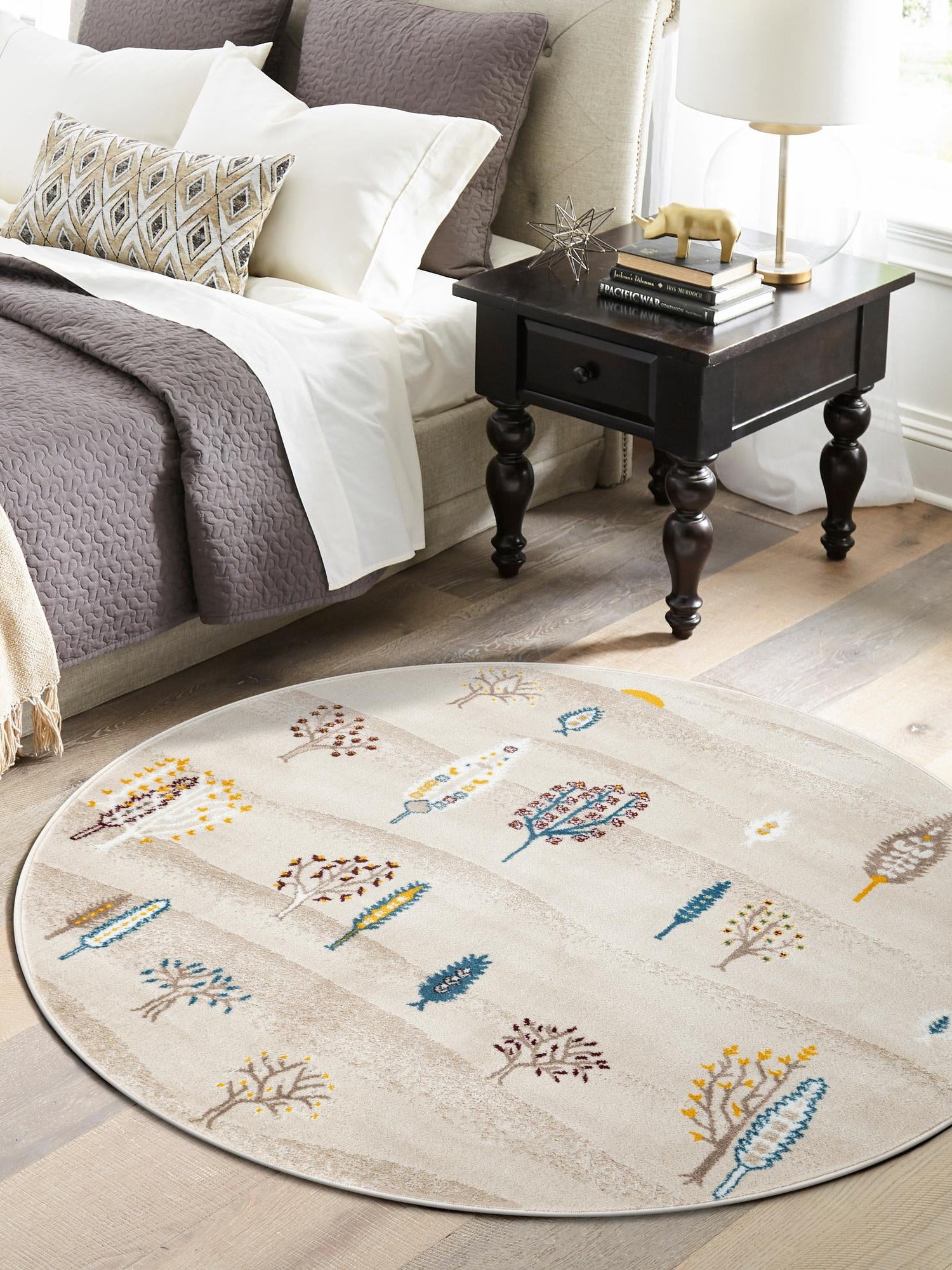 Ivory 7' 10 x 7' 10 Laguna Round Area Rug 100% Polypropylene Modern Contemporary Carpet for Bedrooms, Living Room, Dining, Office for Sale at Rug Engine
