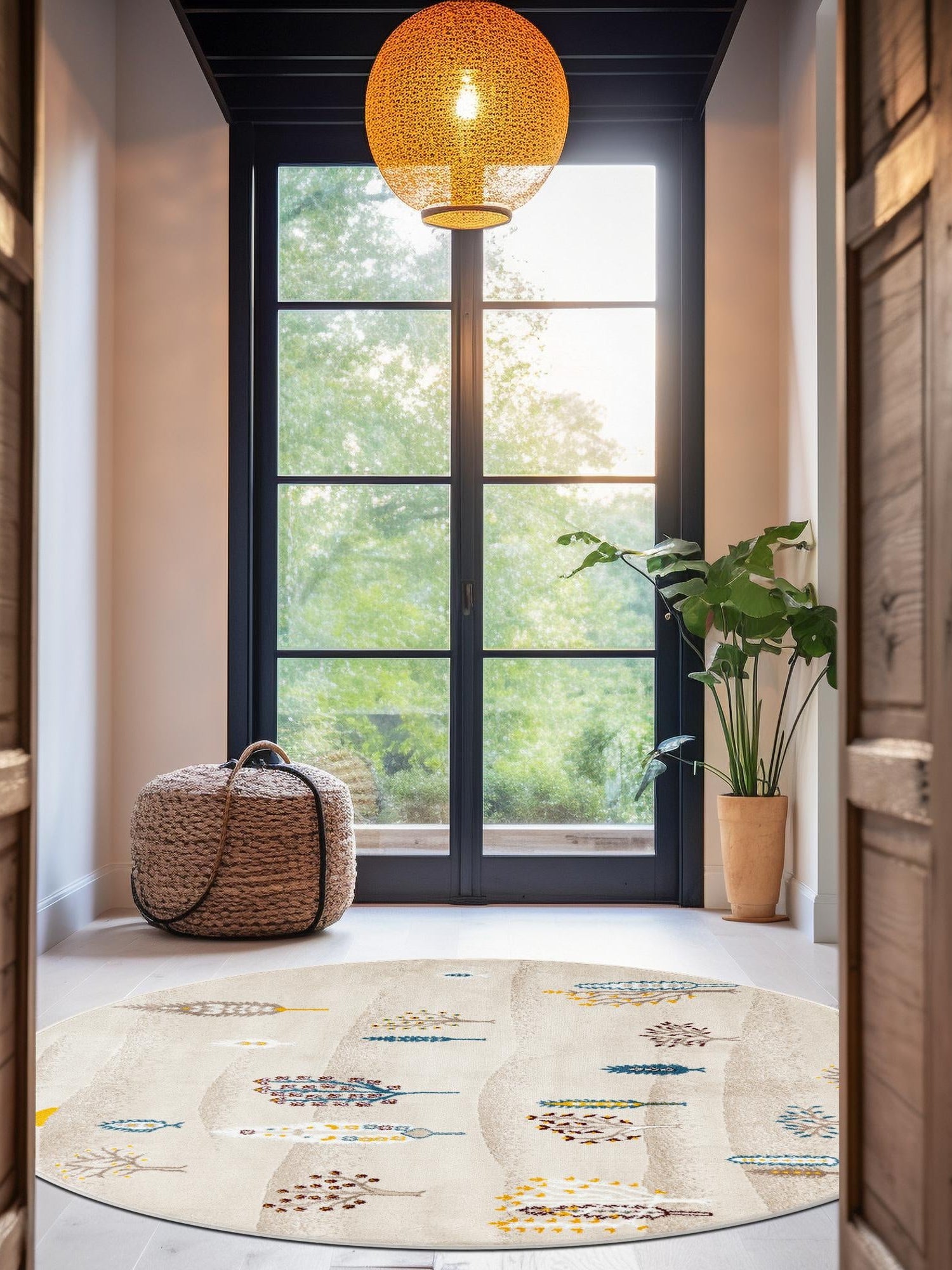 Ivory 7' 10 x 7' 10 Laguna Round Area Rug 100% Polypropylene Modern Contemporary Carpet for Bedrooms, Living Room, Dining, Office for Sale at Rug Engine
