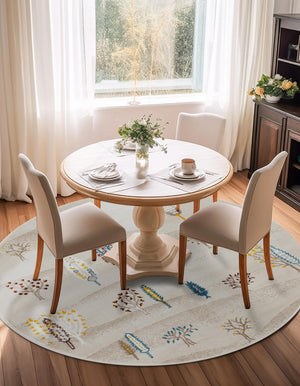 Ivory 3' 1 x 3' 1 Laguna Round Area Rug 100% Polypropylene Modern Contemporary Carpet for Bedrooms, Living Room, Dining, Office for Sale at Rug Engine