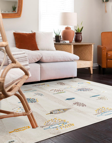Ivory 4' 1 x 6' 1 Laguna Rectangle Area Rug 100% Polypropylene Modern Contemporary Carpet for Bedrooms, Living Room, Dining, Office for Sale at Rug Engine