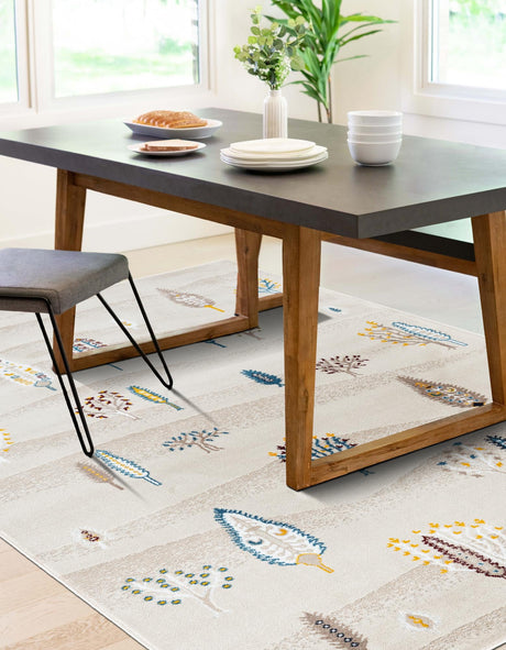 Ivory 5' 3 x 8' Laguna Rectangle Area Rug 100% Polypropylene Modern Contemporary Carpet for Bedrooms, Living Room, Dining, Office for Sale at Rug Engine