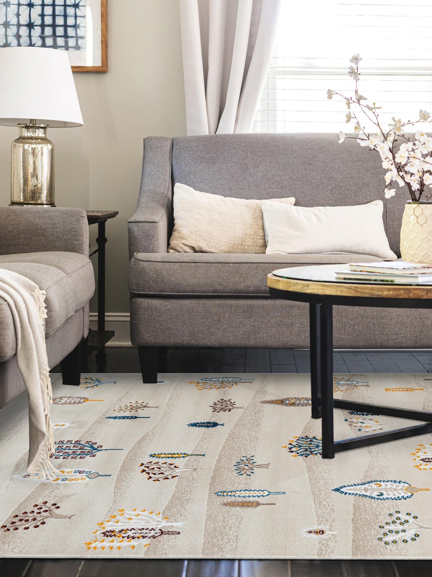 Ivory 6' 1 x 9' Laguna Rectangle Area Rug 100% Polypropylene Modern Contemporary Carpet for Bedrooms, Living Room, Dining, Office for Sale at Rug Engine