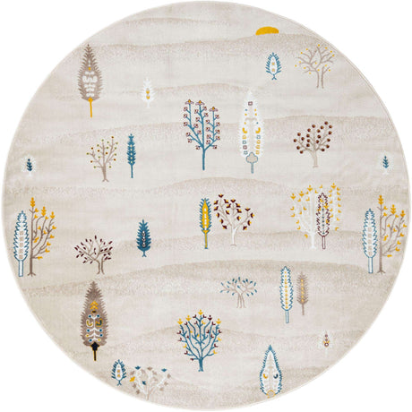 Ivory 7' 10 x 7' 10 Laguna Round Area Rug 100% Polypropylene Modern Contemporary Carpet for Bedrooms, Living Room, Dining, Office for Sale at Rug Engine