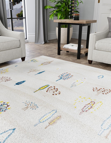 Ivory 7' 10 x 7' 10 Laguna Square Area Rug 100% Polypropylene Modern Contemporary Carpet for Bedrooms, Living Room, Dining, Office for Sale at Rug Engine