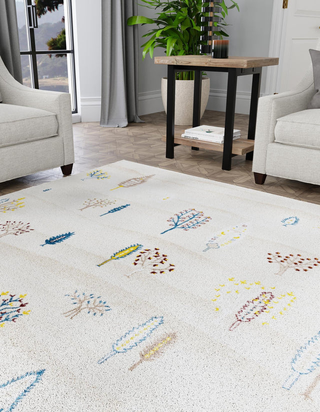 Ivory 7' 10 x 7' 10 Laguna Square Area Rug 100% Polypropylene Modern Contemporary Carpet for Bedrooms, Living Room, Dining, Office for Sale at Rug Engine
