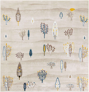 Ivory 7' 10 x 7' 10 Laguna Square Area Rug 100% Polypropylene Modern Contemporary Carpet for Bedrooms, Living Room, Dining, Office for Sale at Rug Engine