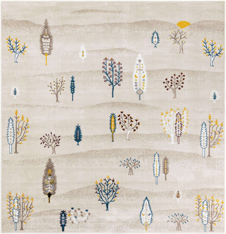 Ivory 7' 10 x 7' 10 Laguna Square Area Rug 100% Polypropylene Modern Contemporary Carpet for Bedrooms, Living Room, Dining, Office for Sale at Rug Engine