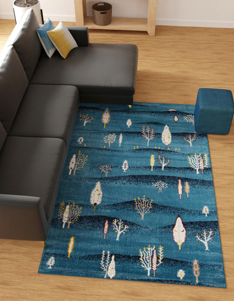 Blue 10' x 14' 1 Laguna Rectangle Area Rug 100% Polypropylene Modern Contemporary Carpet for Bedrooms, Living Room, Dining, Office for Sale at Rug Engine