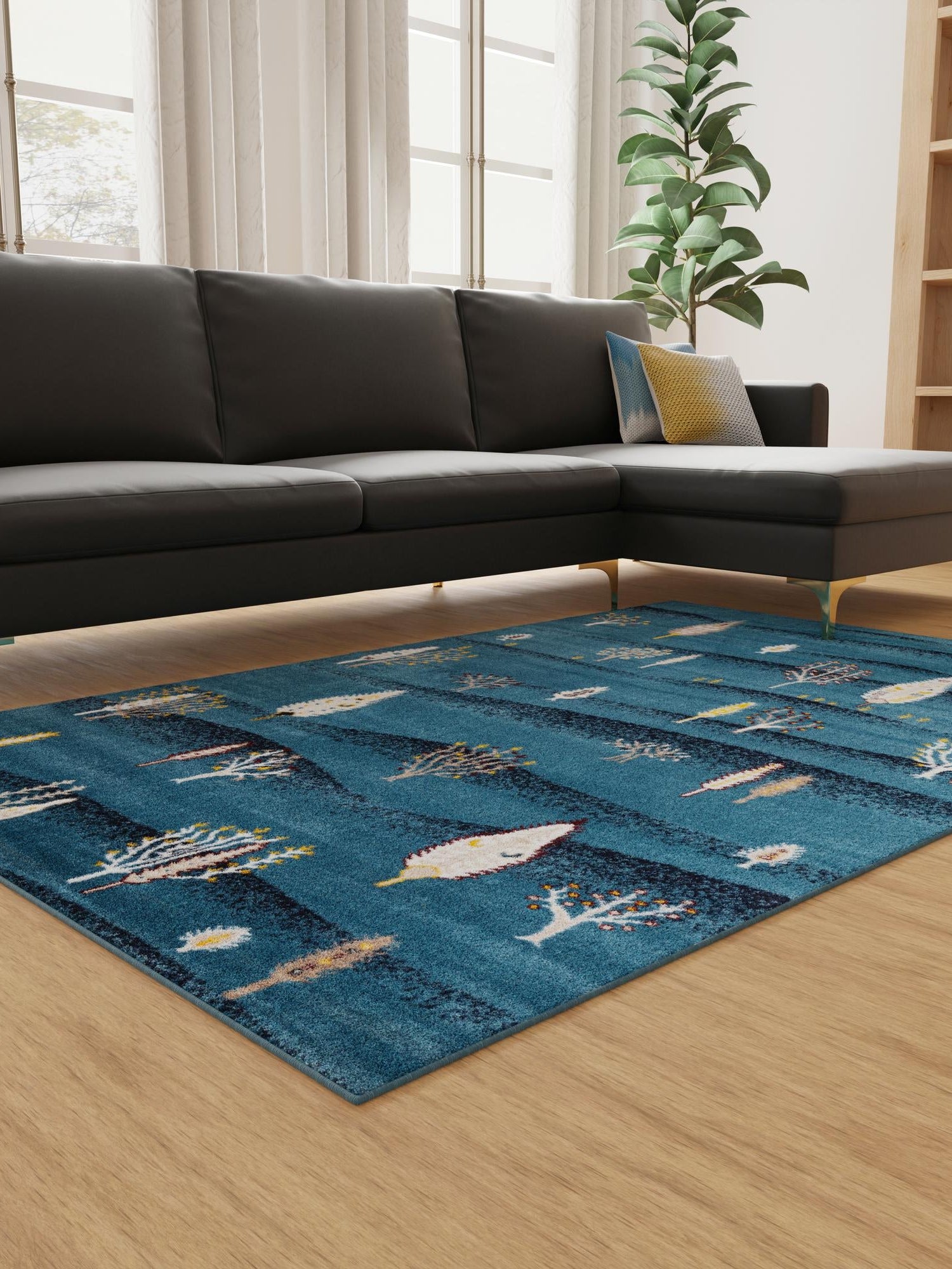 Blue 2' x 3' 1 Laguna Rectangle Area Rug 100% Polypropylene Modern Contemporary Carpet for Bedrooms, Living Room, Dining, Office for Sale at Rug Engine