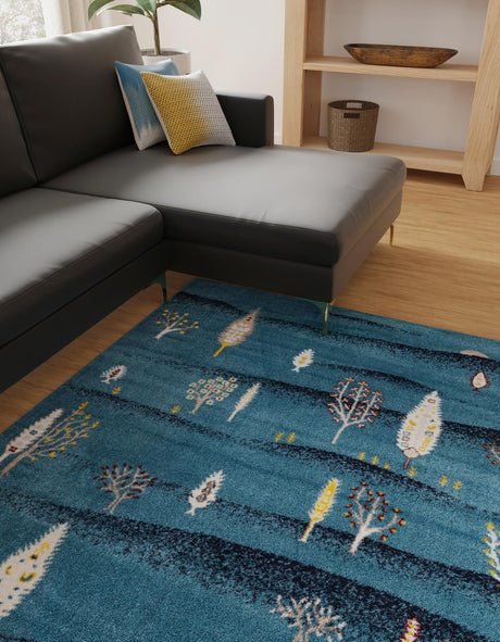 Blue 6' 1 x 9' Laguna Rectangle Area Rug 100% Polypropylene Modern Contemporary Carpet for Bedrooms, Living Room, Dining, Office for Sale at Rug Engine