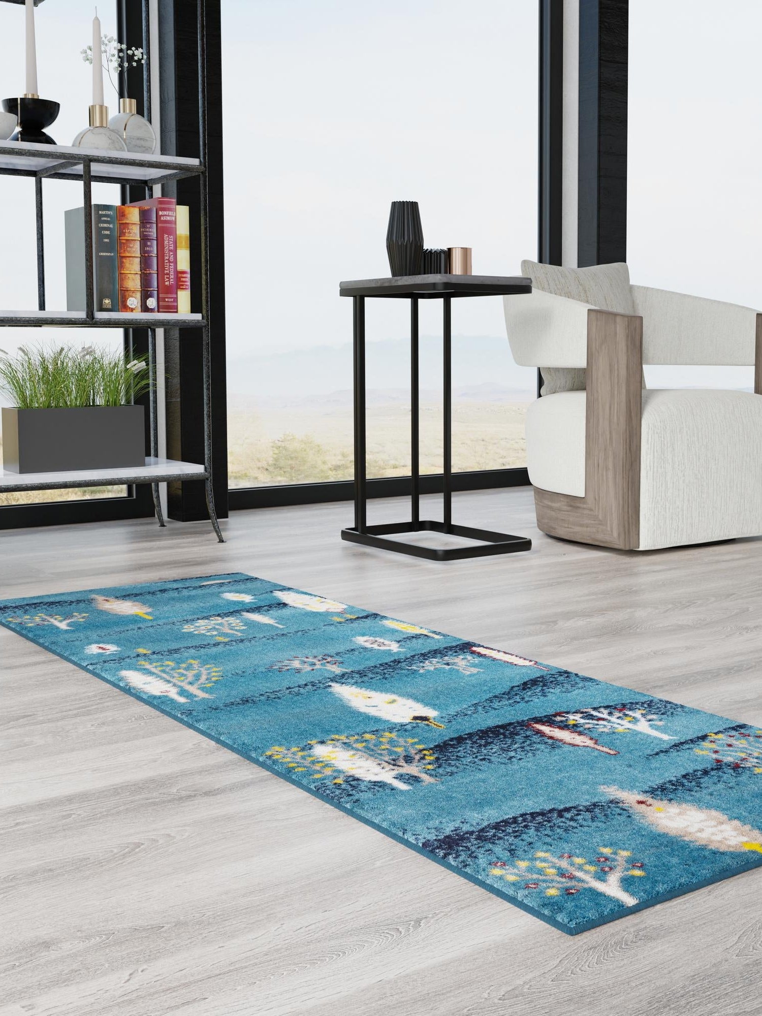 Blue 2' 7 x 10' Laguna Runner Area Rug 100% Polypropylene Modern Contemporary Carpet for Bedrooms, Living Room, Dining, Office for Sale at Rug Engine