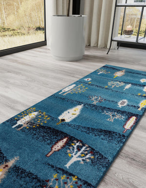 Blue 2' 7 x 8' Laguna Runner Area Rug 100% Polypropylene Modern Contemporary Carpet for Bedrooms, Living Room, Dining, Office for Sale at Rug Engine