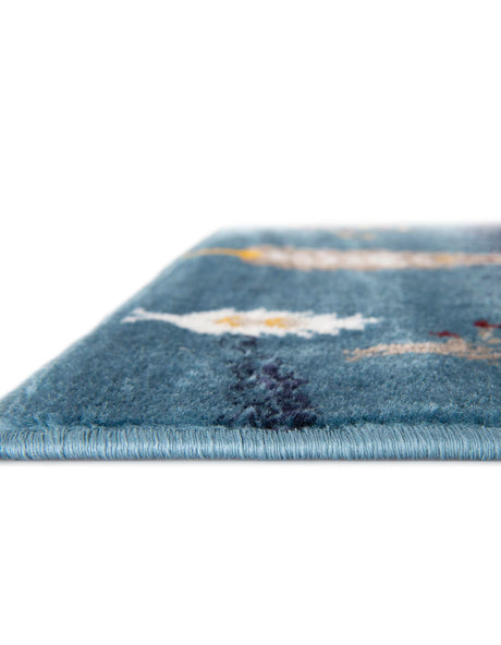 Blue 2' 7 x 8' Laguna Runner Area Rug 100% Polypropylene Modern Contemporary Carpet for Bedrooms, Living Room, Dining, Office for Sale at Rug Engine