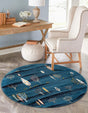 Blue 5' 3 x 5' 3 Laguna Round Area Rug 100% Polypropylene Modern Contemporary Carpet for Bedrooms, Living Room, Dining, Office for Sale at Rug Engine