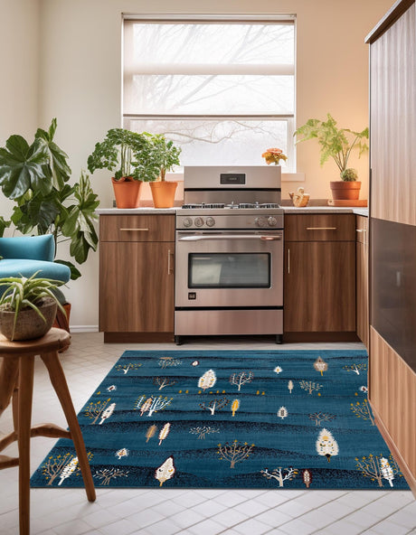 Blue 7' 10 x 7' 10 Laguna Square Area Rug 100% Polypropylene Modern Contemporary Carpet for Bedrooms, Living Room, Dining, Office for Sale at Rug Engine