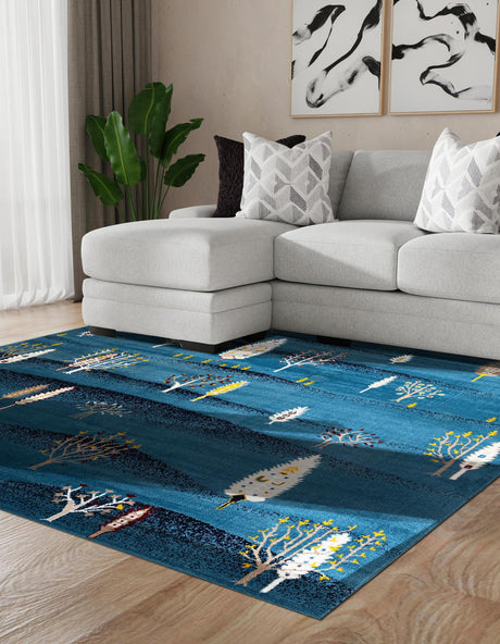 Blue 7' 10 x 7' 10 Laguna Square Area Rug 100% Polypropylene Modern Contemporary Carpet for Bedrooms, Living Room, Dining, Office for Sale at Rug Engine