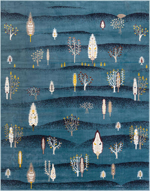 Blue 7' 10 x 10' Laguna Rectangle Area Rug 100% Polypropylene Modern Contemporary Carpet for Bedrooms, Living Room, Dining, Office for Sale at Rug Engine