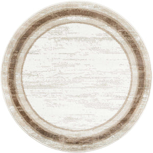 Ivory 3' 1 x 3' 1 Laguna Round Area Rug 100% Polypropylene Modern Contemporary Carpet for Bedrooms, Living Room, Dining, Office for Sale at Rug Engine