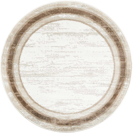 Ivory 3' 1 x 3' 1 Laguna Round Area Rug 100% Polypropylene Modern Contemporary Carpet for Bedrooms, Living Room, Dining, Office for Sale at Rug Engine