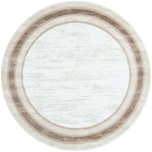 Ivory 5' 3 x 5' 3 Laguna Round Area Rug 100% Polypropylene Modern Contemporary Carpet for Bedrooms, Living Room, Dining, Office for Sale at Rug Engine