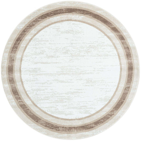 Ivory 5' 3 x 5' 3 Laguna Round Area Rug 100% Polypropylene Modern Contemporary Carpet for Bedrooms, Living Room, Dining, Office for Sale at Rug Engine