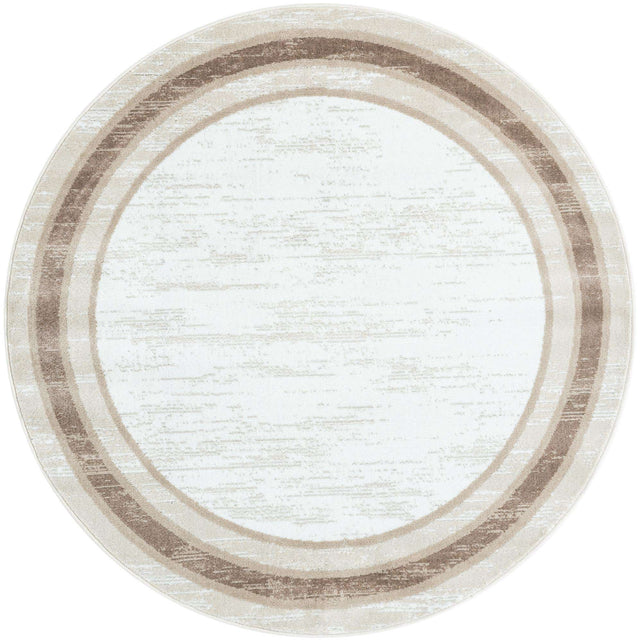 Ivory 5' 3 x 5' 3 Laguna Round Area Rug 100% Polypropylene Modern Contemporary Carpet for Bedrooms, Living Room, Dining, Office for Sale at Rug Engine
